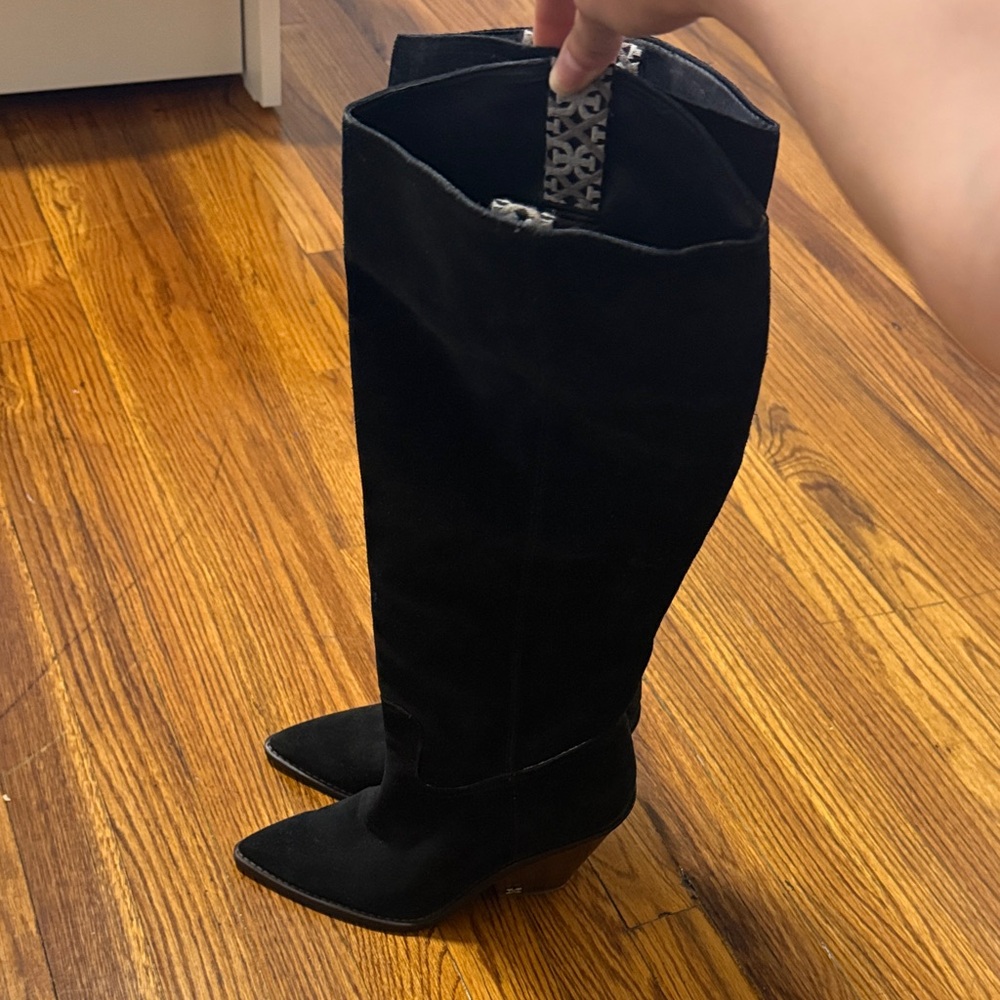 Sam Edelman Black Suede Over-the-Knee Pointed Toe Boots